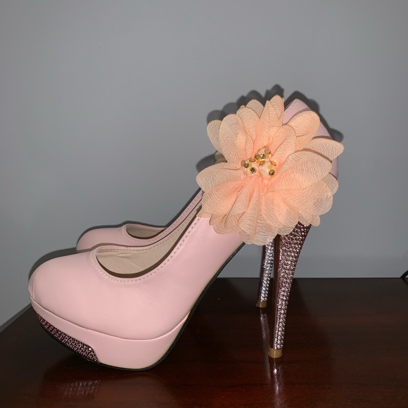 Kvoll Platform High Heel Flower pink Pumps crystal - Picture 2 of 4